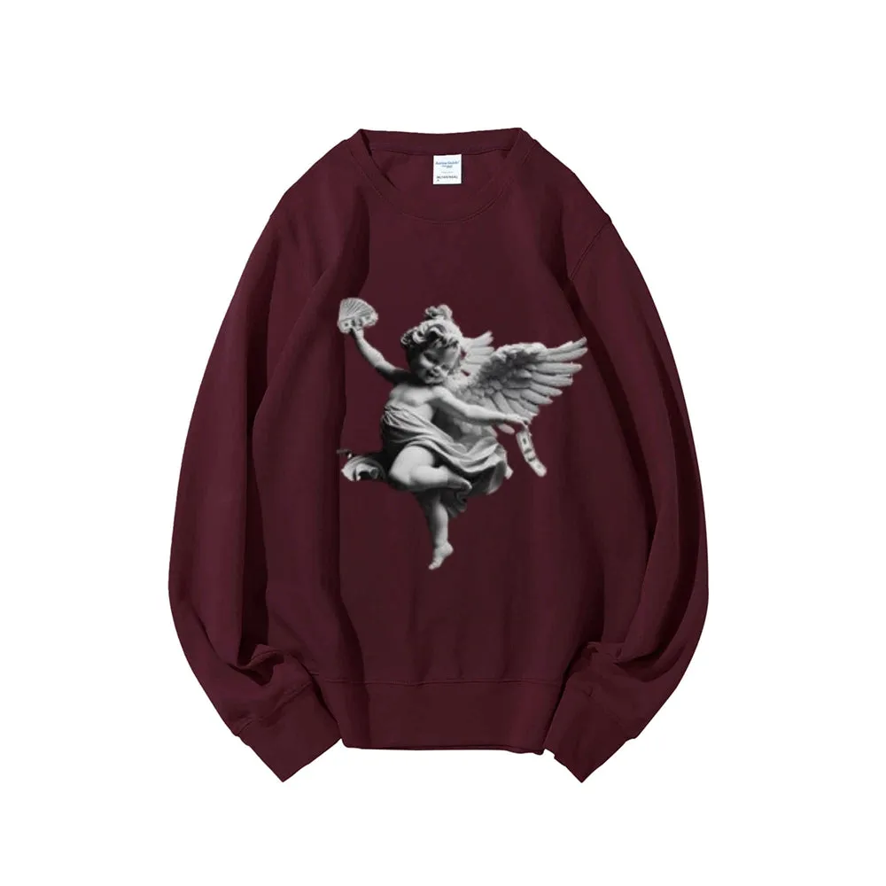 Women Vintage Money Angel Graphic Sweatshirts