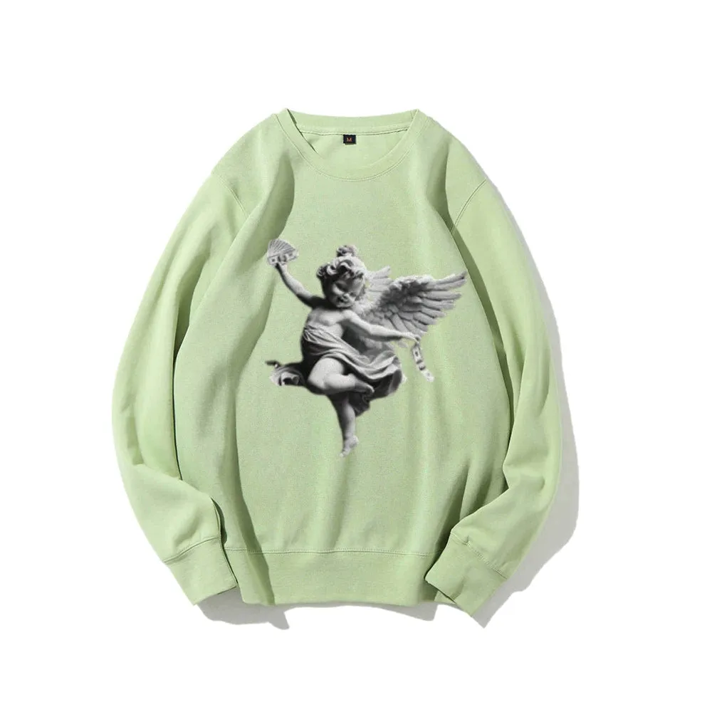 Women Vintage Money Angel Graphic Sweatshirts