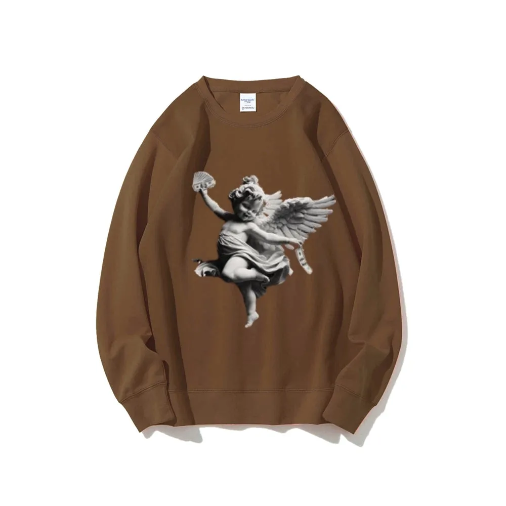 Women Vintage Money Angel Graphic Sweatshirts