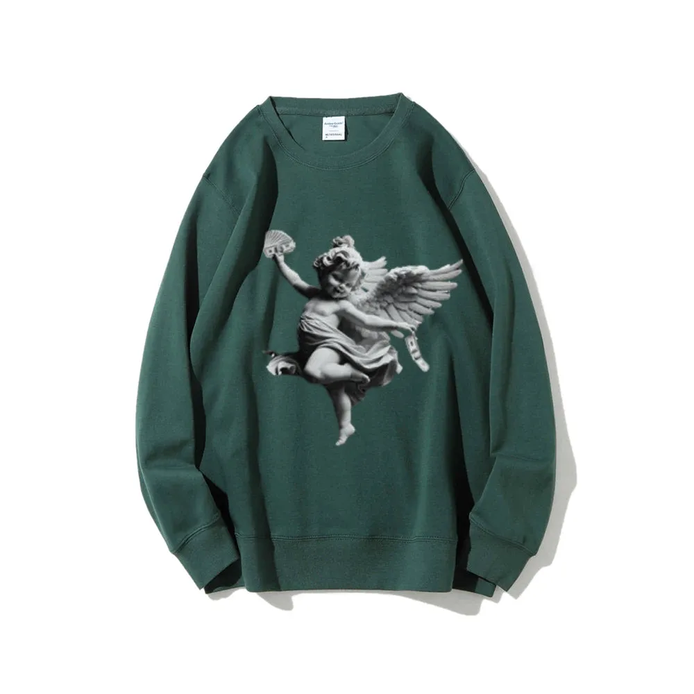 Women Vintage Money Angel Graphic Sweatshirts