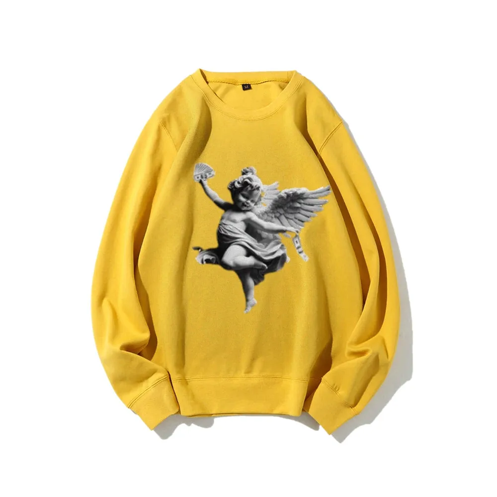 Women Vintage Money Angel Graphic Sweatshirts