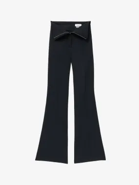 Women's Fold Over Waist Tailored Trousers In Black