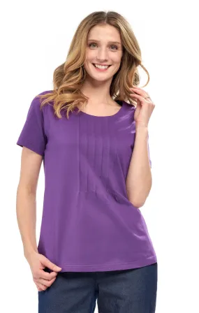 Women's Pintuck Short Sleeve Knit Tee– A Casual Favorite Goes Uptown