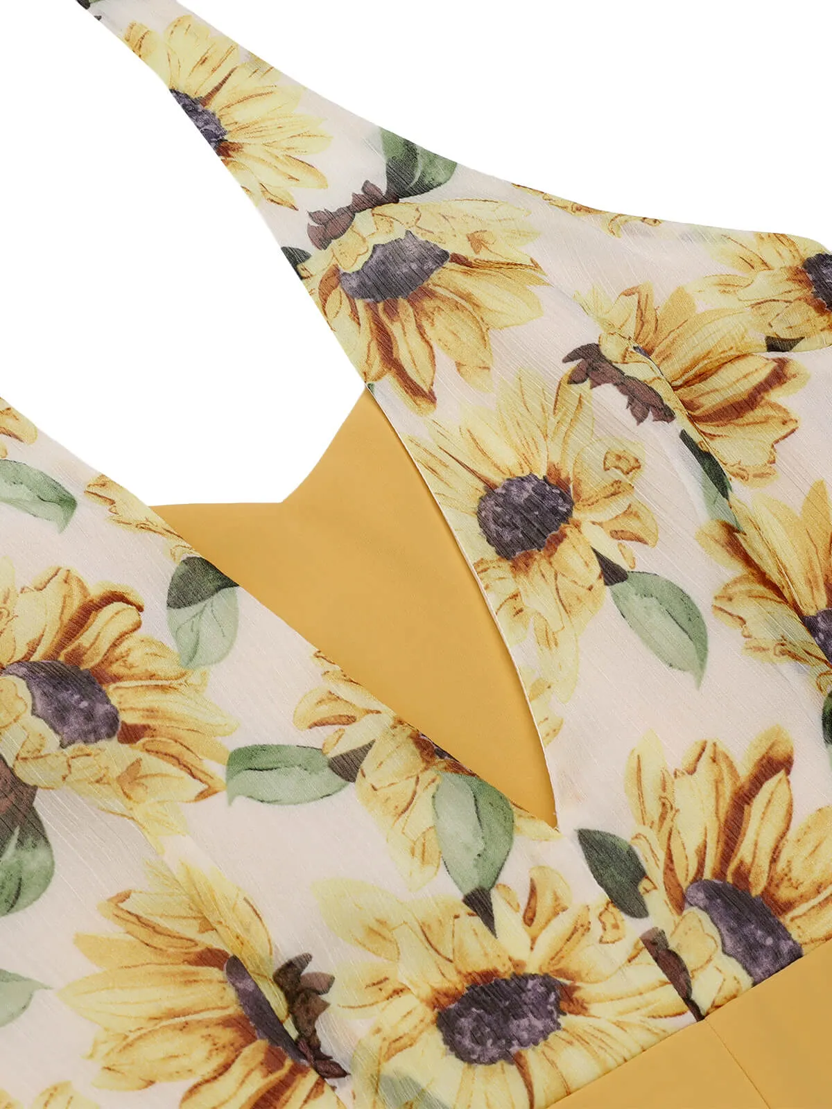 Yellow 1950s Sunflower Halter Romper