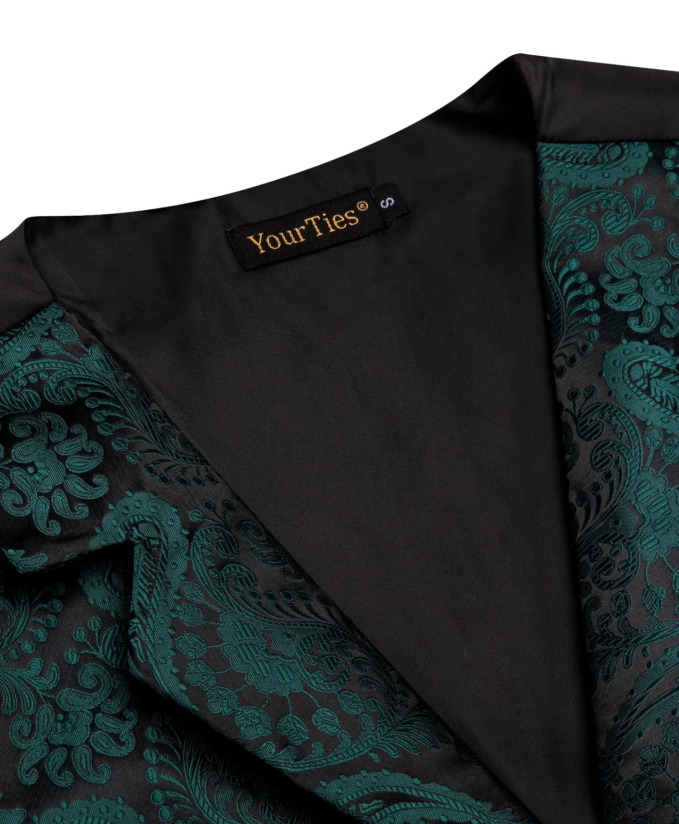 YourTies Black Green Paisley Wedding Waistcoat Silk Vest Necktie Set